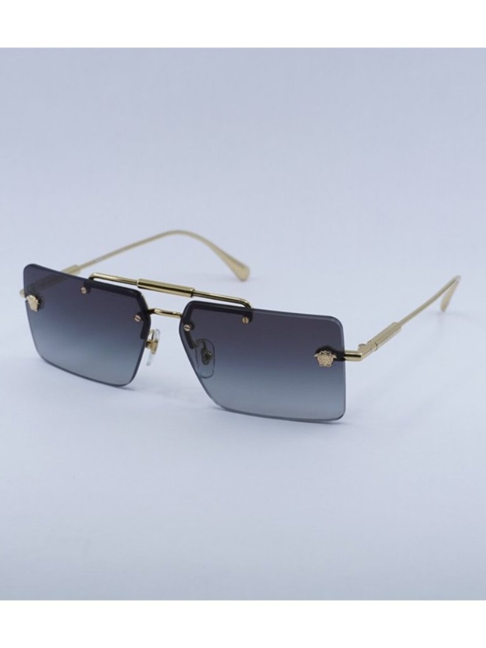 Versace VE2245 10028G Sunglasses Gold Rectangle Frame, Grey Gradient Lenses